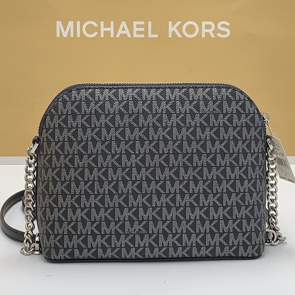 MICHAEL KORS Jet Set Medium Logo Dome Satchel Crossbody 
Black/Silver 
NWT - Picture 11 of 16